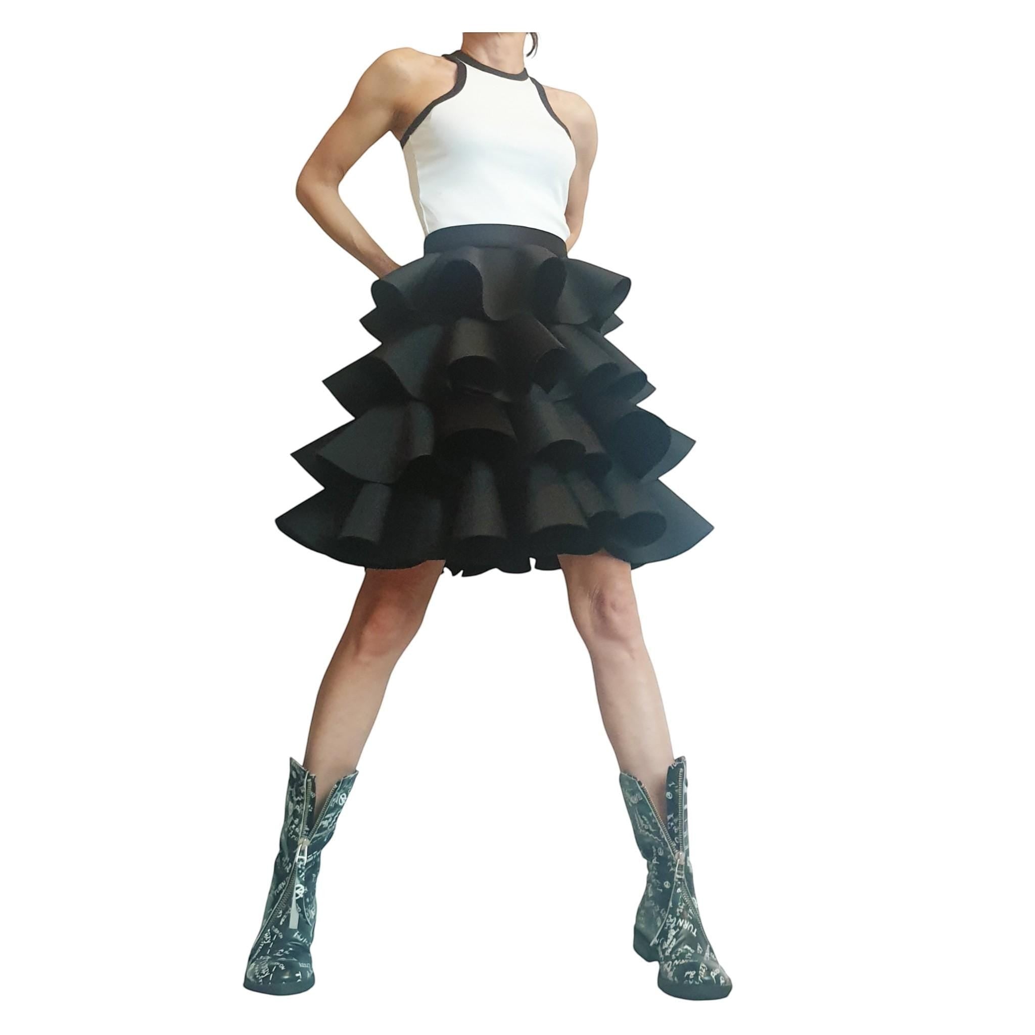 Circle Black Skirt, Extravagant Skirt, Ball Skirt, Cocktail Skirt, Gothic Skirt, Asymmetric Skirt, Wedding Skirt, Waist Skirtр Waves Skirt