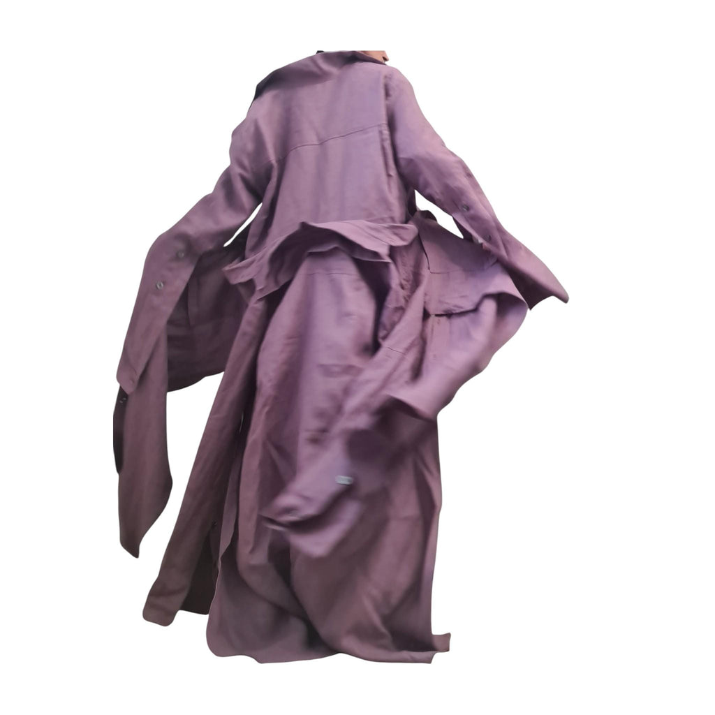 Lavender Linen Shirt,  Asymmetric Long Kaftan