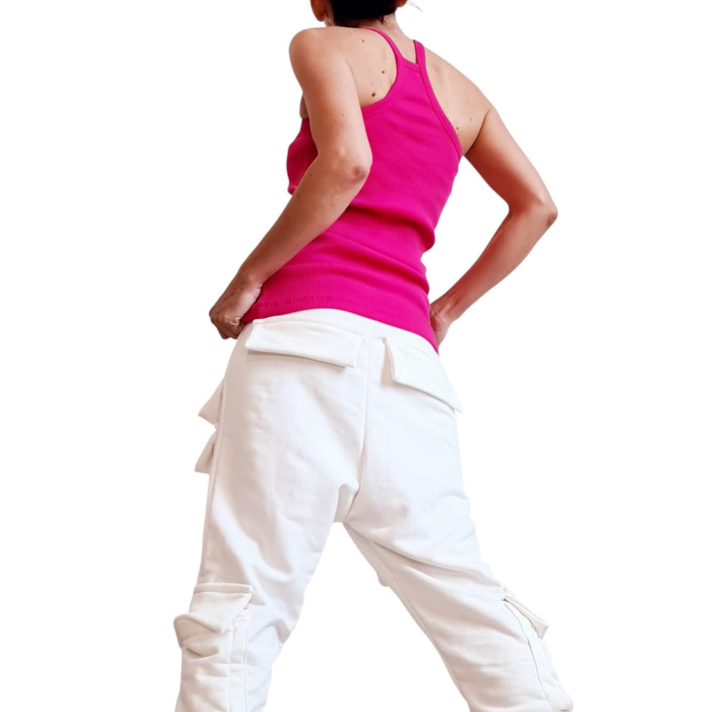 Hot Pink Ribbed Cotton Top | Sleeveless Summer Tank | Fuchsia Women’s Casual Top