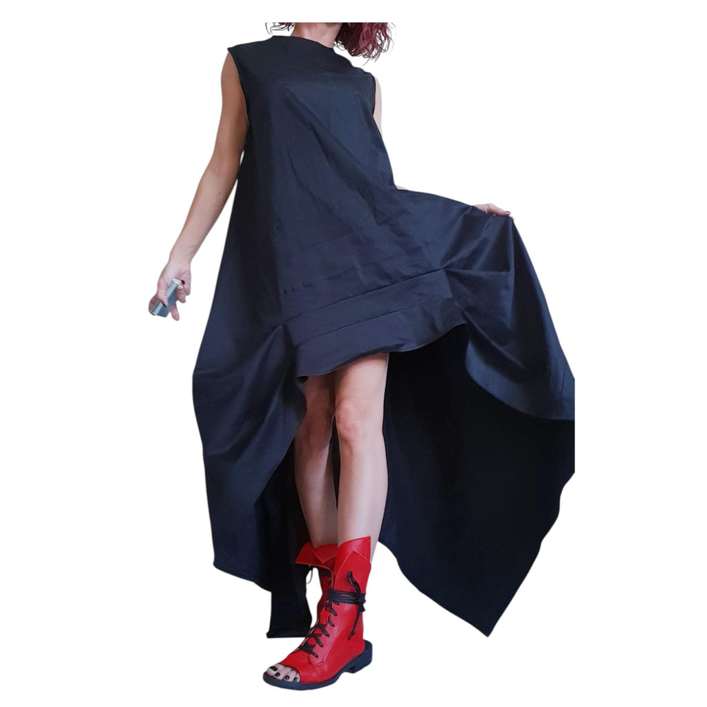 Asymmetric Dress, Black Loose Dress, Extravagant Dress, Sleeveless Dress, Long Short Dress, Plus Size Dress, Gothic Dress