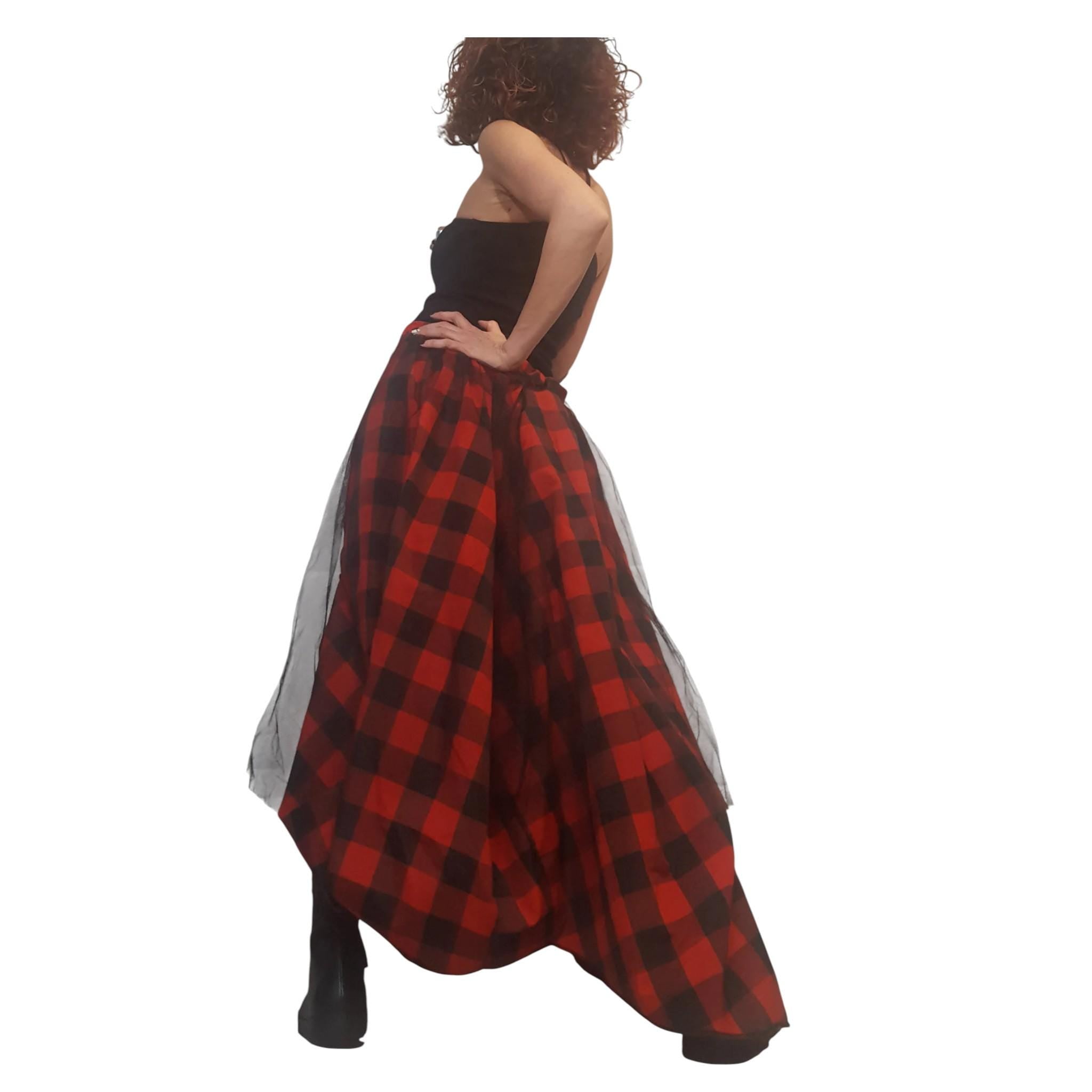 Plaid Grunge Skirt Women, Extravagant Skirt, Asymmetric Long Skirt Dress, Long Short Skirt, High Tulle Skirt, Circle Skirt, Tutu Skirt