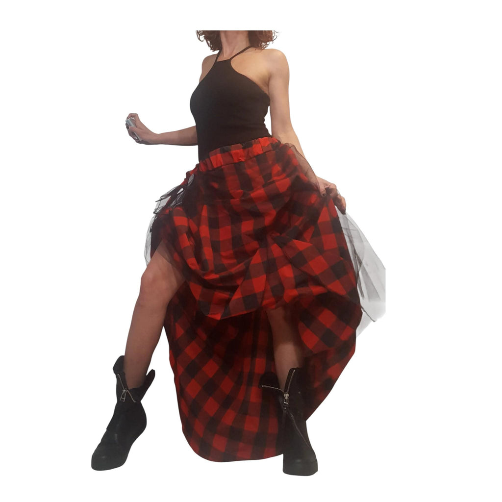 Plaid Grunge Skirt Women, Extravagant Skirt, Asymmetric Long Skirt Dress, Long Short Skirt, High Tulle Skirt, Circle Skirt, Tutu Skirt