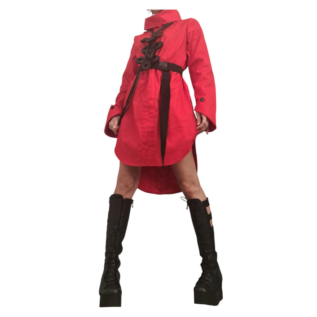 Red Asymmetric Shirt, Designer Oversized Tunic Avant Garde Clothing, Dress for Women