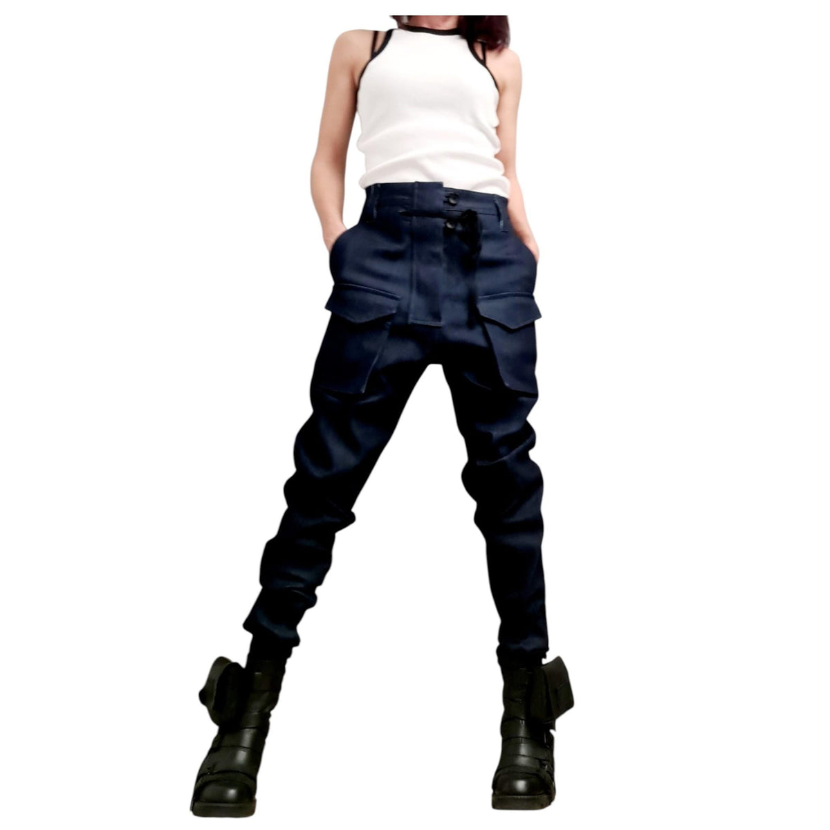 Denim Harem Pants: Urban Casual Style (Loose Fit, Pockets)