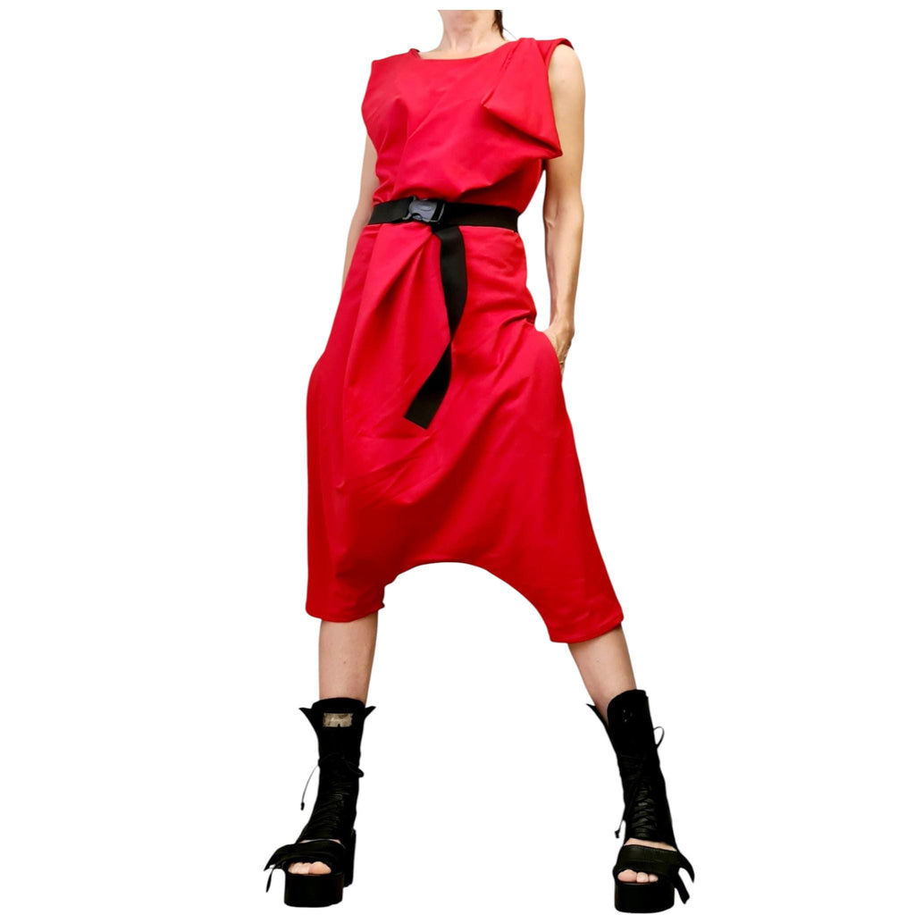 Asymmetric Cotton Harem Jumpsuit, Extravagant Loose Women Overall