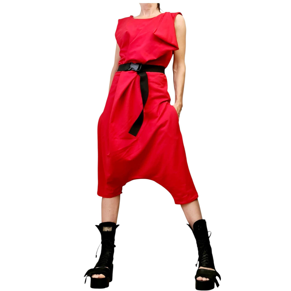 Asymmetric Cotton Harem Jumpsuit, Extravagant Loose Women Overall