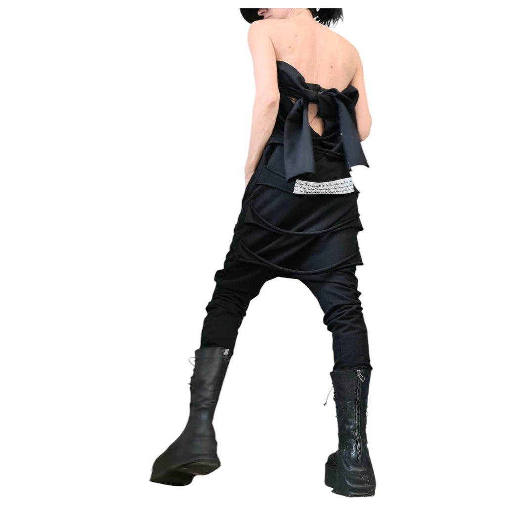 Black Harem Jumpsuit, Drop Crotch Overall, Open Back Style, Plus Size Clothing, Women Outfit