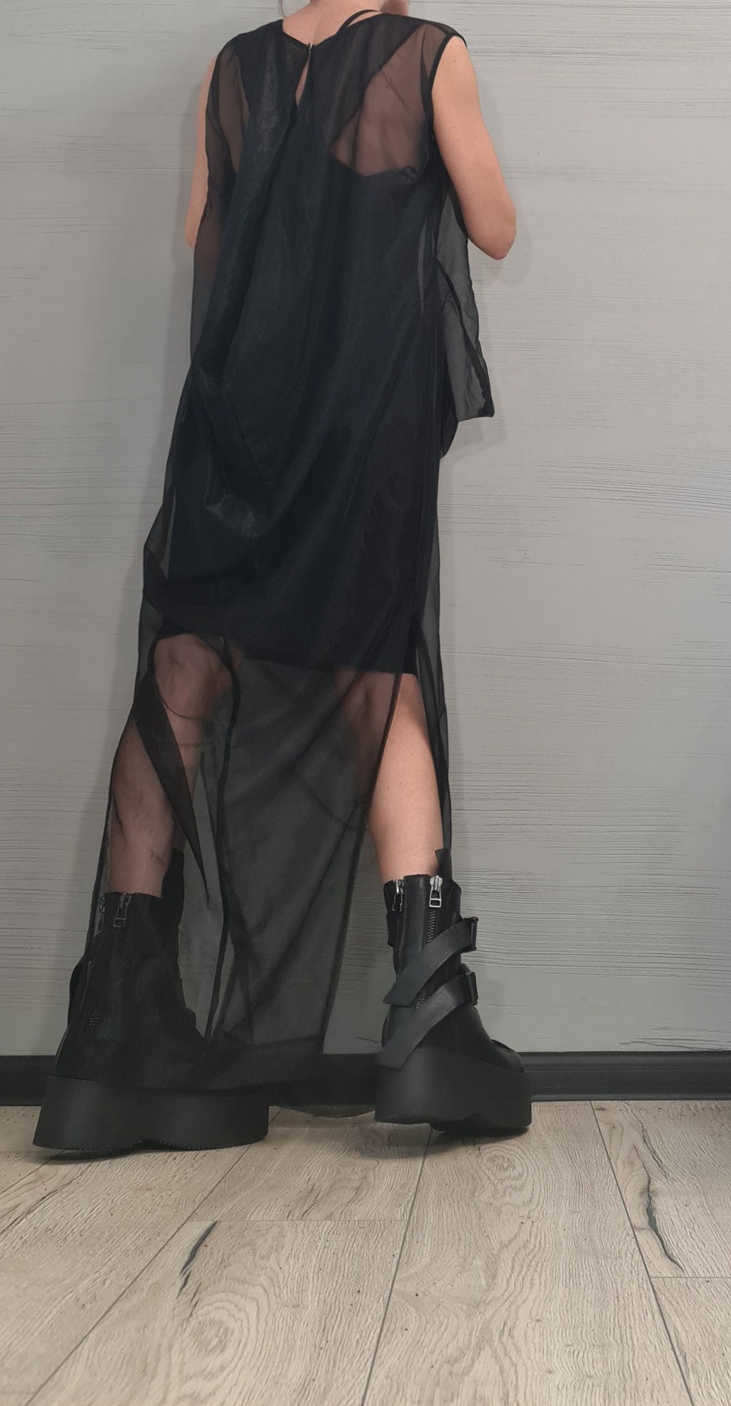Black Cotton Mini Dress, Sheer Mesh Maxi Tunic, Layered Two-Piece Co-Ord Set, Plus Size