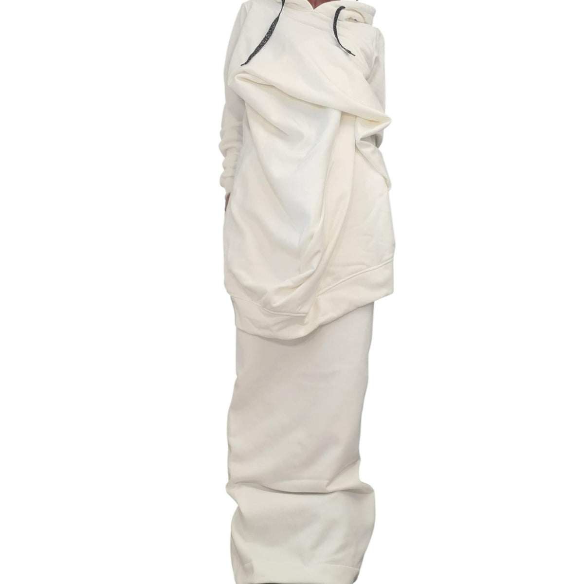 White Cotton Maxi Pencil Skirt, Oversized Hooded Sweatshirt, French Terry Co-Ord Set, Plus Size