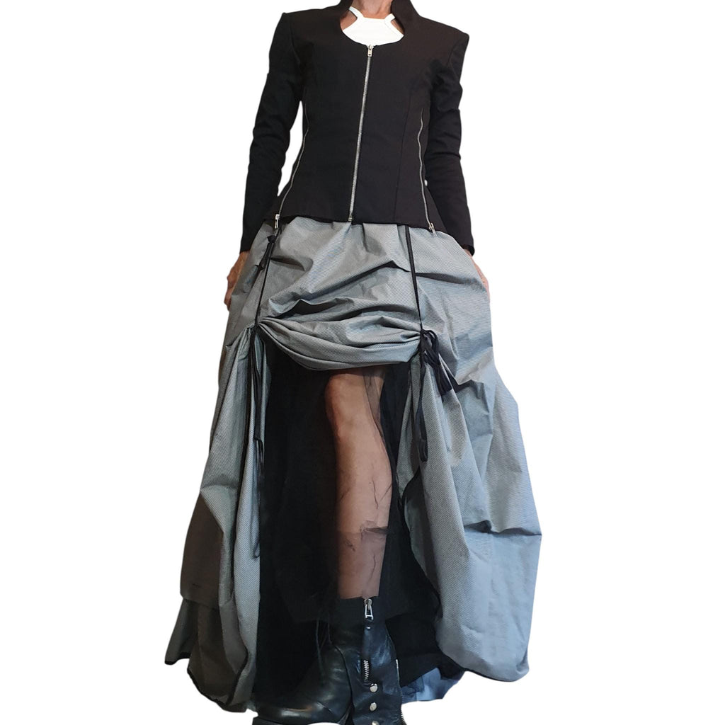 Asymmetric Tulle Ball Skirt, Gothic Cocktail Dress, Layered Maxi Skirt
