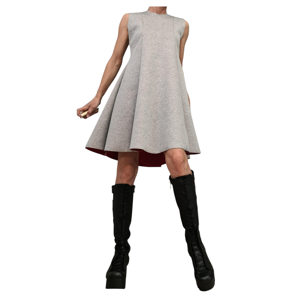 Reversible neoprene dress, two color sleeveless mini, flared silhouette, plus size women clothing