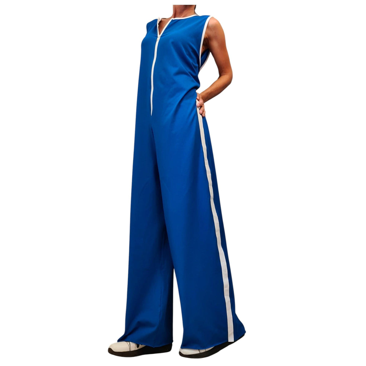 Red Cotton Harem Jumpsuit, Wide Leg Overall, With and without sleeve