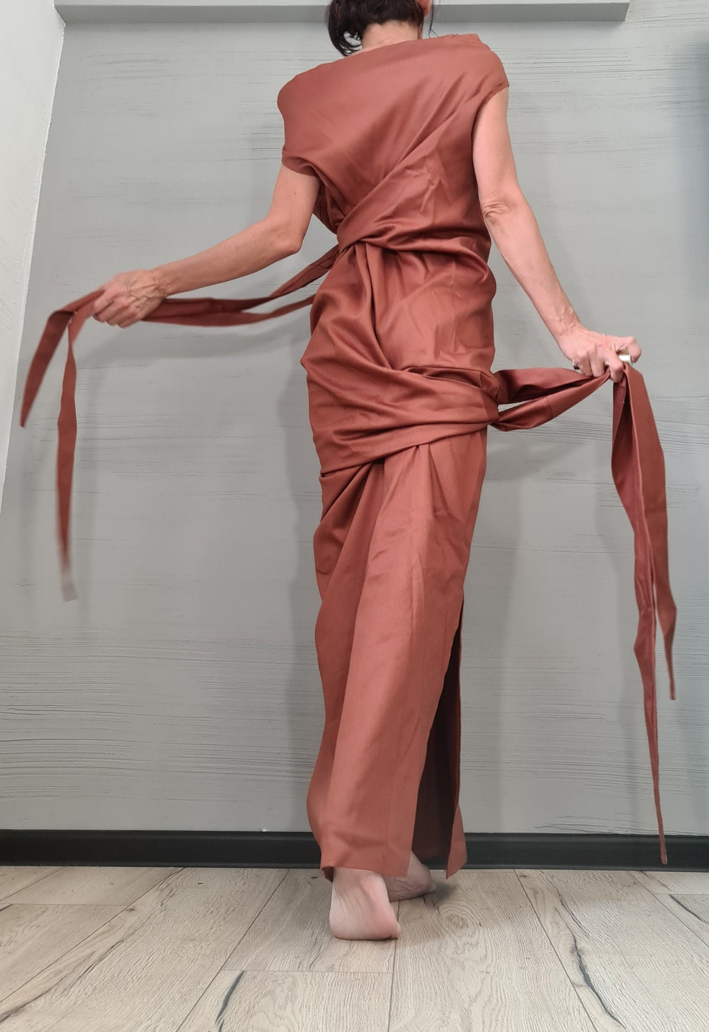 Asymmetric Fit Maxi Dress, Plus Size Clothing,  Sleeveless One Shoulder Dress