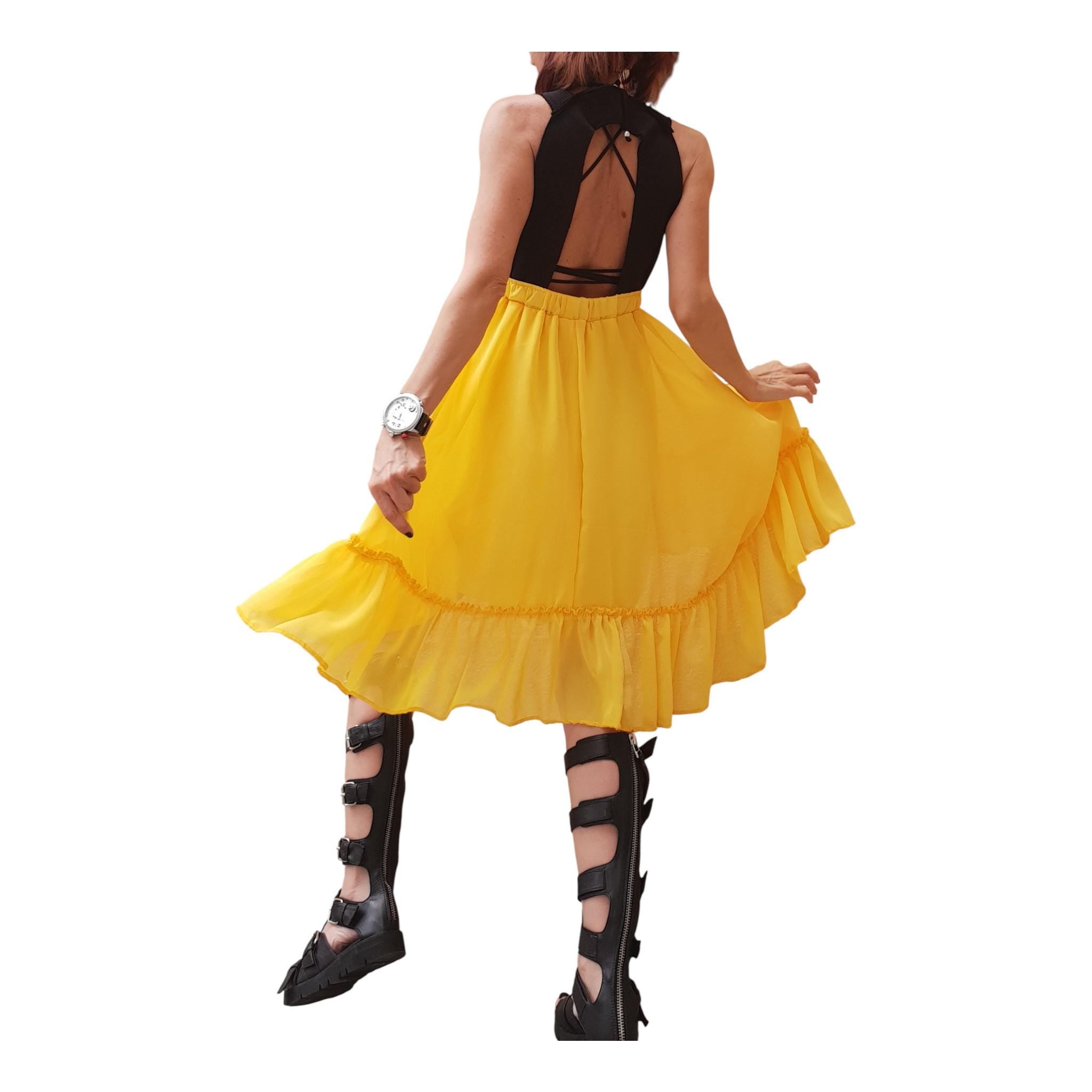Extravagant Dress, Asymmetric Dress, Cotton with Chiffon, Plus Size Clothing, Tutu Dress, Sleeveless Dress, Cross Back Dress, Sexy Dress