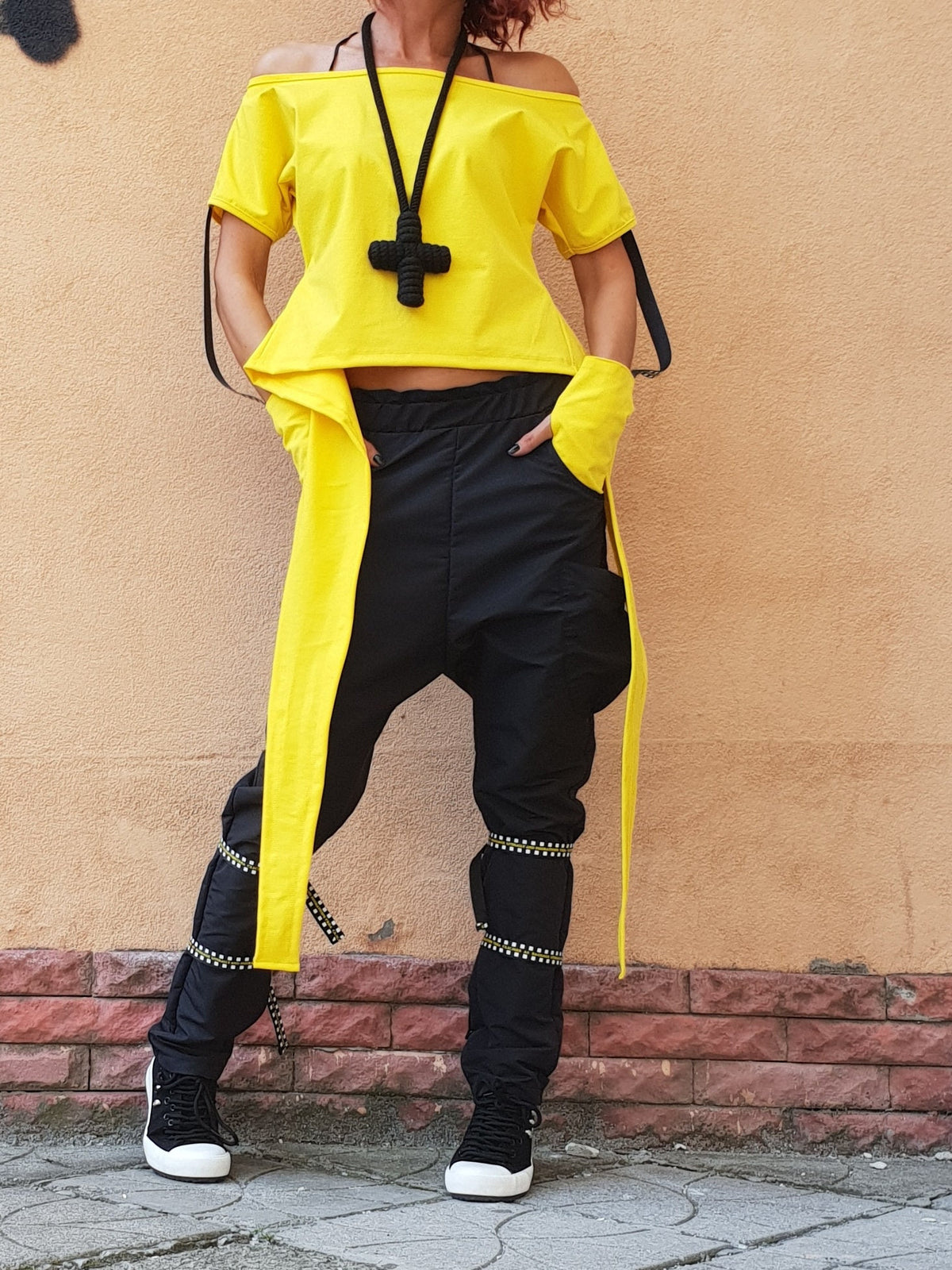 Asymmetrical Cotton Blouse, Avant Garde Top, Deconstructed Sleeve, Bare Back, Outfit for women