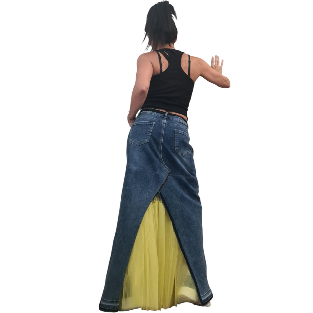 New collection Extravagant Long Skirt, Denim Tulle Skirt, Deconstructed Avant Garde Skirt DRESSSHOESCODE