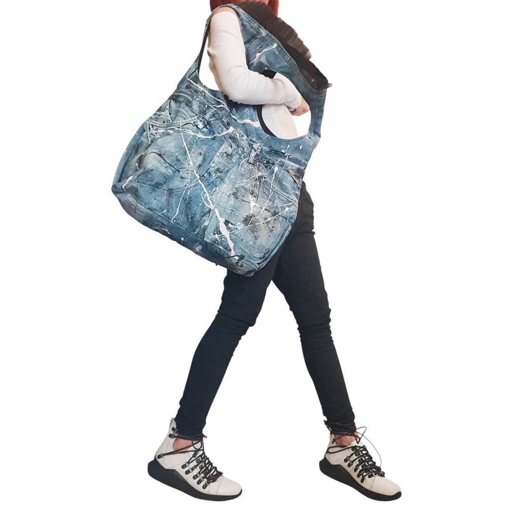 Handmade Denim Backpack – Avant Garde Statement Bag, Artistic Rucksack, Sustainable Casual Shoulder Bag