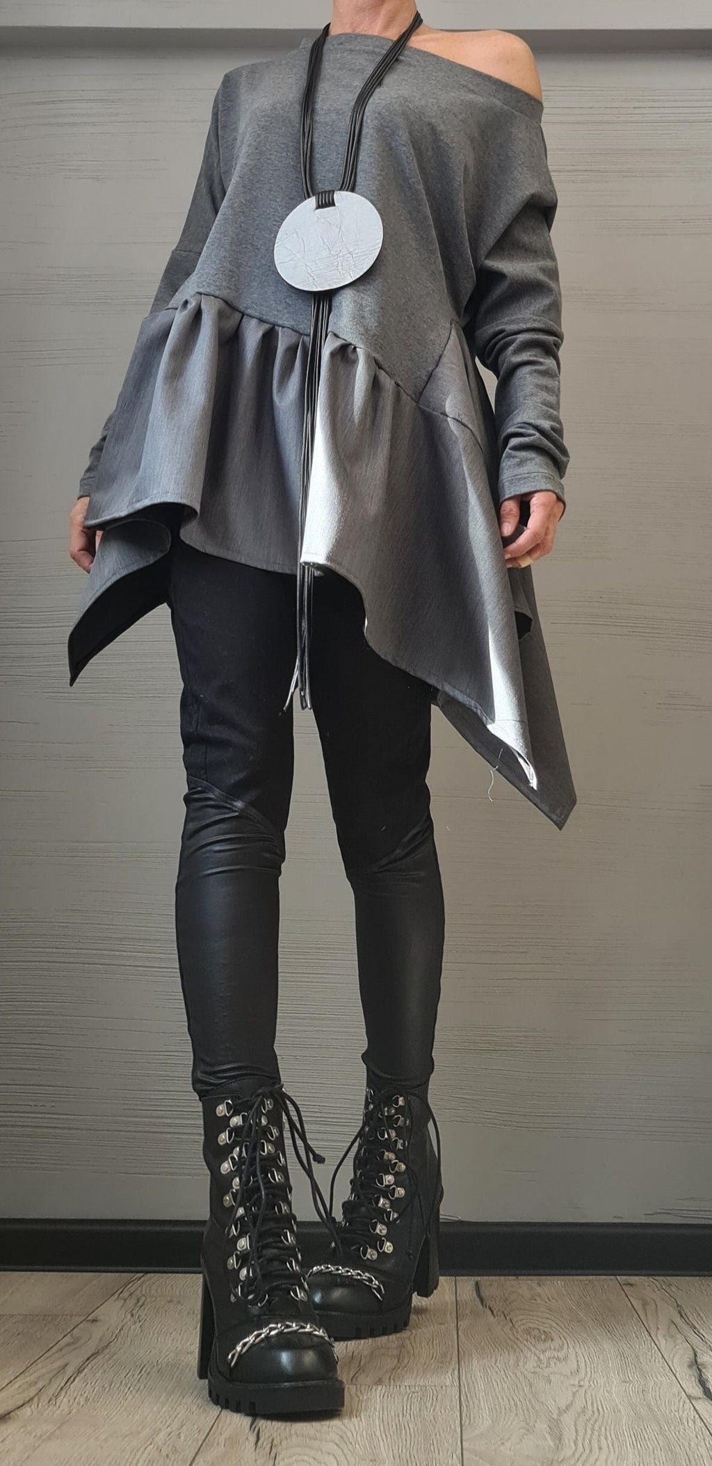 Asymmetric Deconstructed Blouse, Avant Garde Long Sleeve Top
