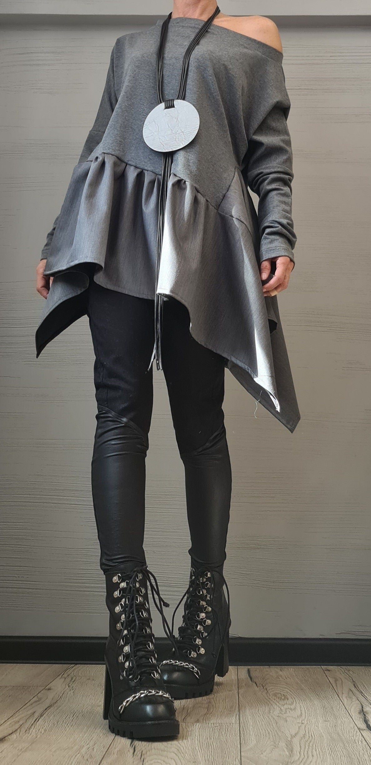 Asymmetric Deconstructed Blouse, Avant Garde Long Sleeve Top
