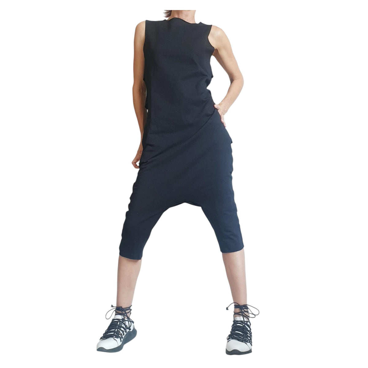Avant Garde Yellow Jumpsuit Loose Drop Crotch Women Outfit Asymmetric Oversize Casual Summer Clothing