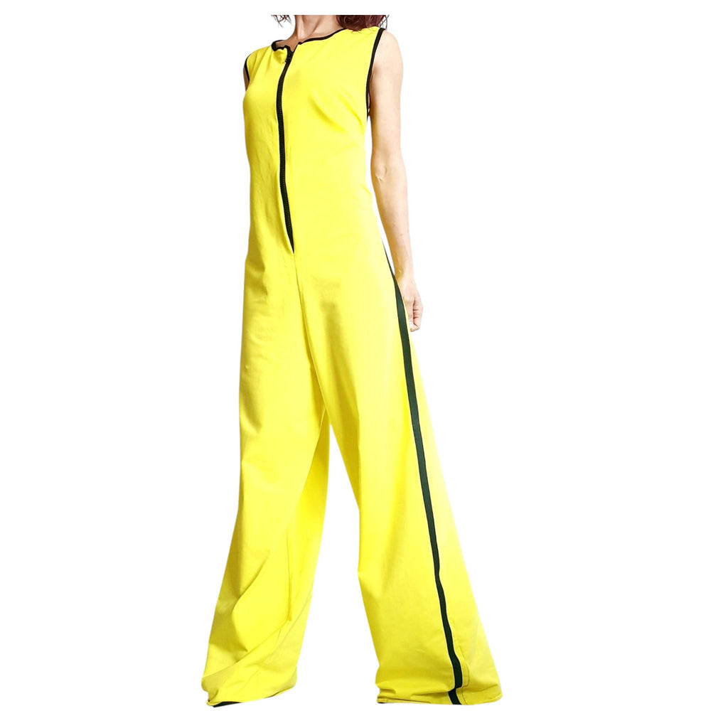 Asymmetric Cotton Jumpsuit: Extravagant Wide Leg Boho Gothic Overall