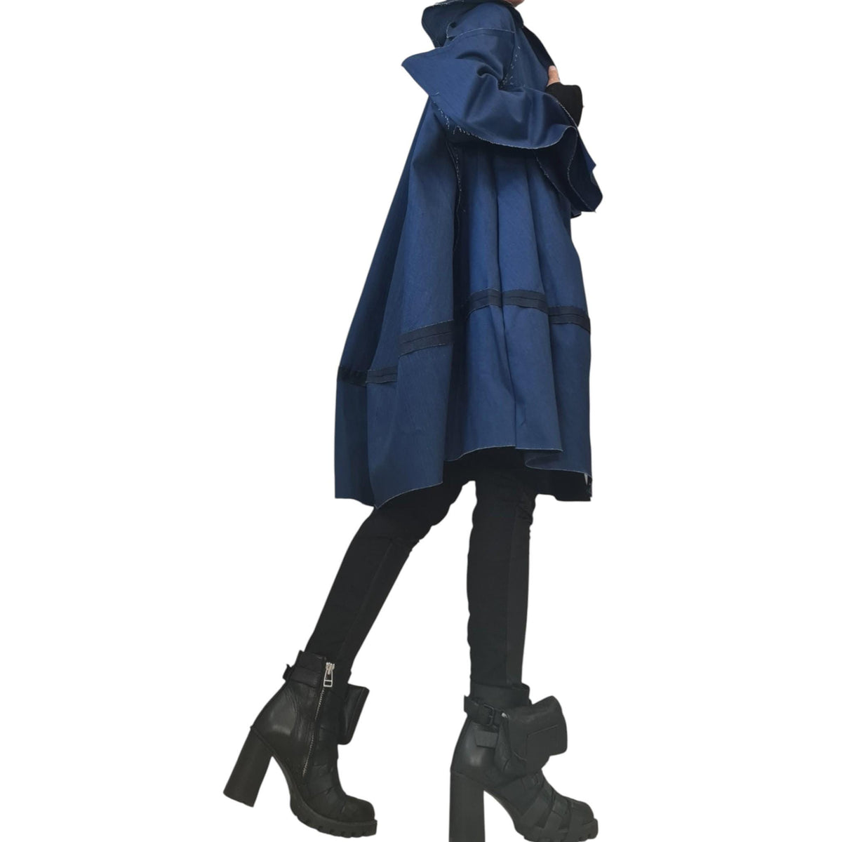 Handmade Asymmetric Denim Trench Coat,  Plus Size Clothing, Oversize Jacket