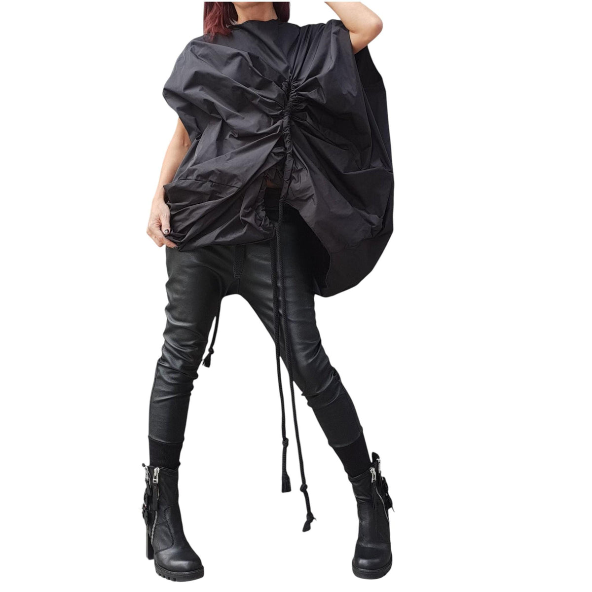Asymmetric Taffeta Tunic, Avant Garde Loose Top, Deconstructed Sleeveless Design, Artistic Oversize Conceptual Clothing