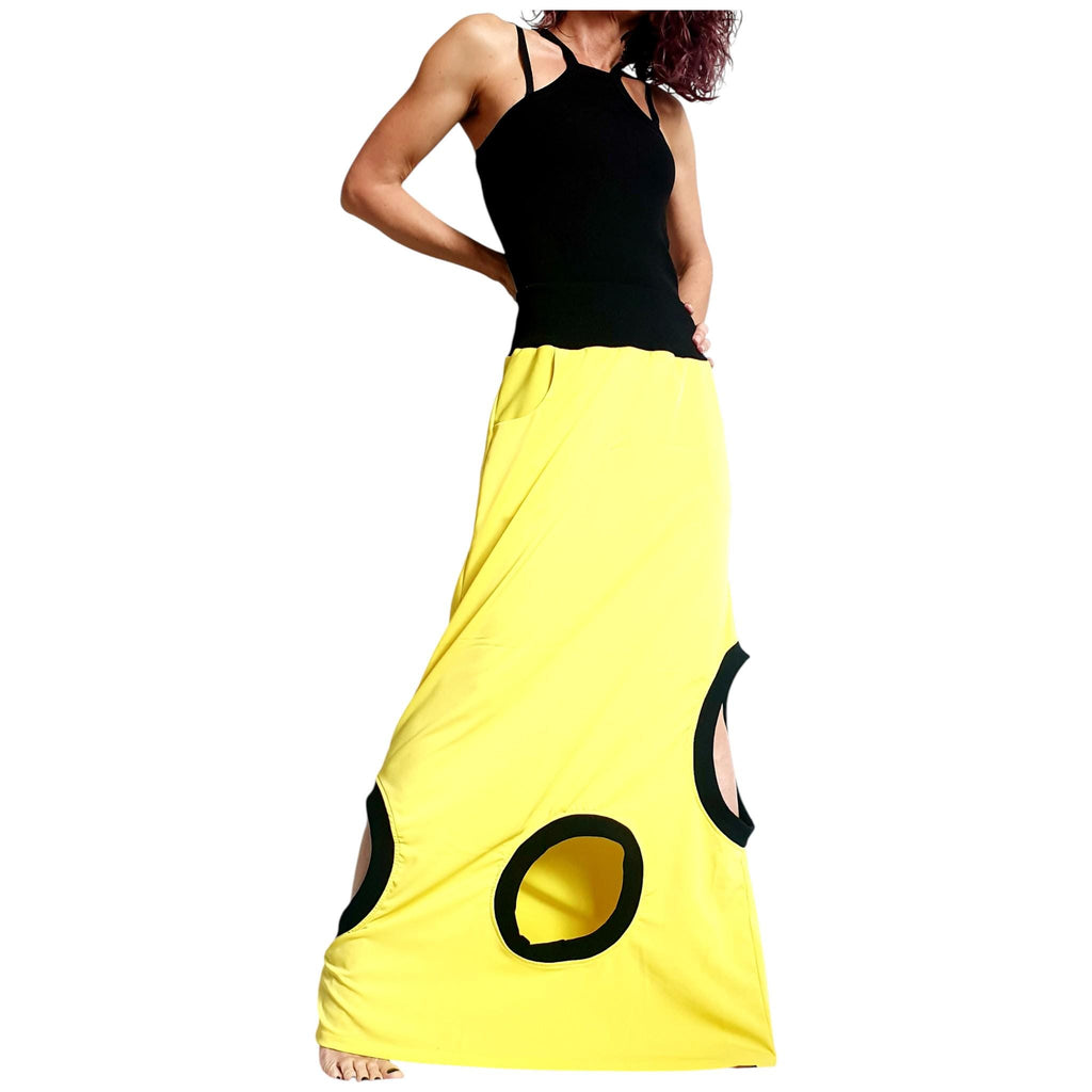 Gothic Asymmetric Black Maxi Skirt, Ball Cocktail Skirt