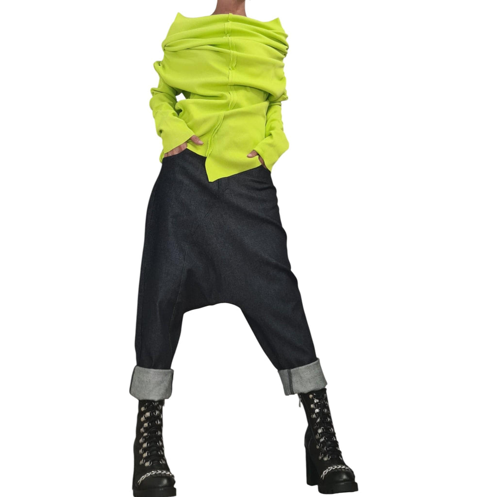 Denim Harem Pants, Unisex Baggy Boho Style, Extravagant Fit