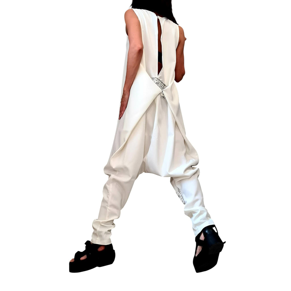 Black Asymmetric Wide Leg Jumpsuit | Sleeveless Harem Fit | Fashion for Women | Avant Garde Style
