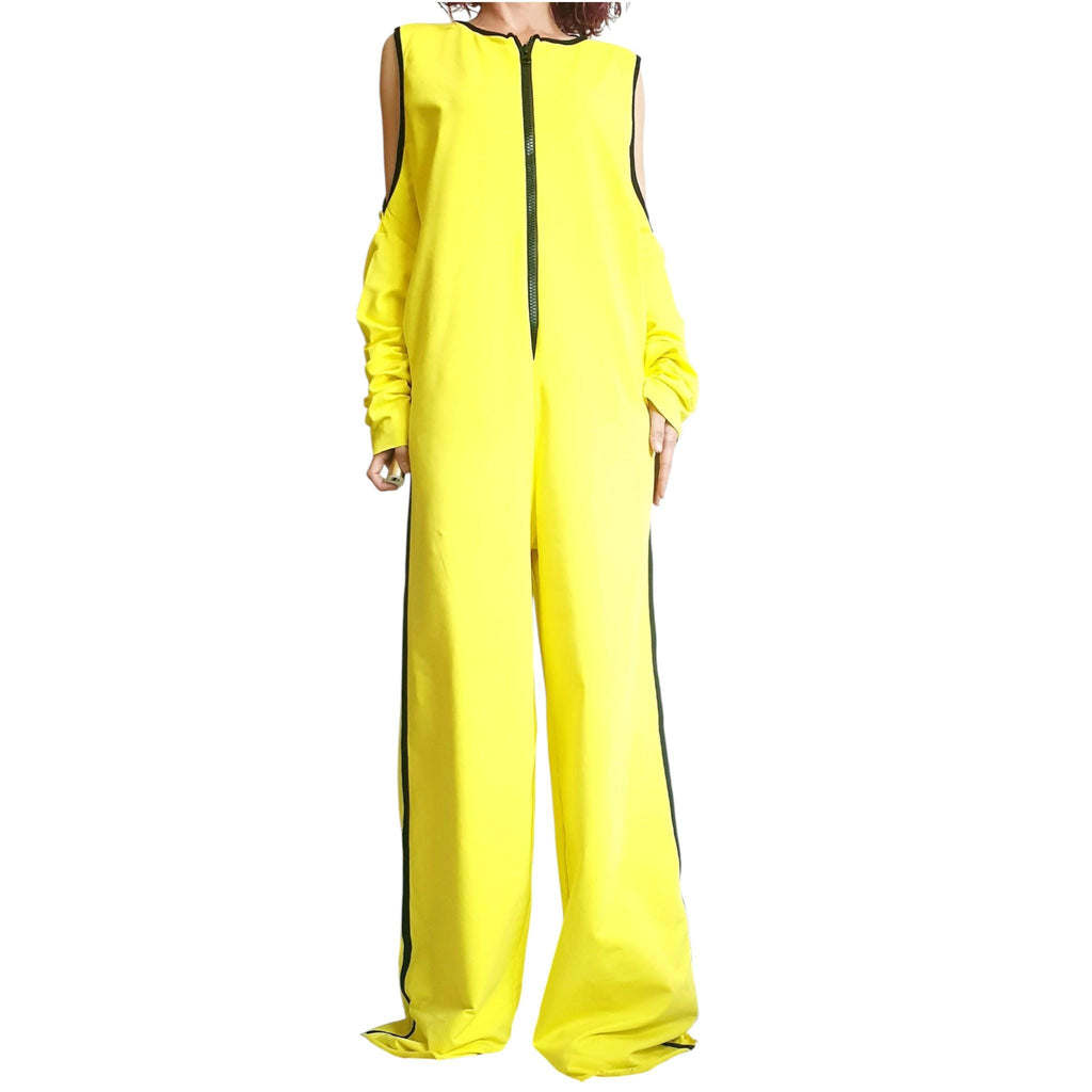 Asymmetric Cotton Jumpsuit: Extravagant Wide Leg Boho Gothic Overall