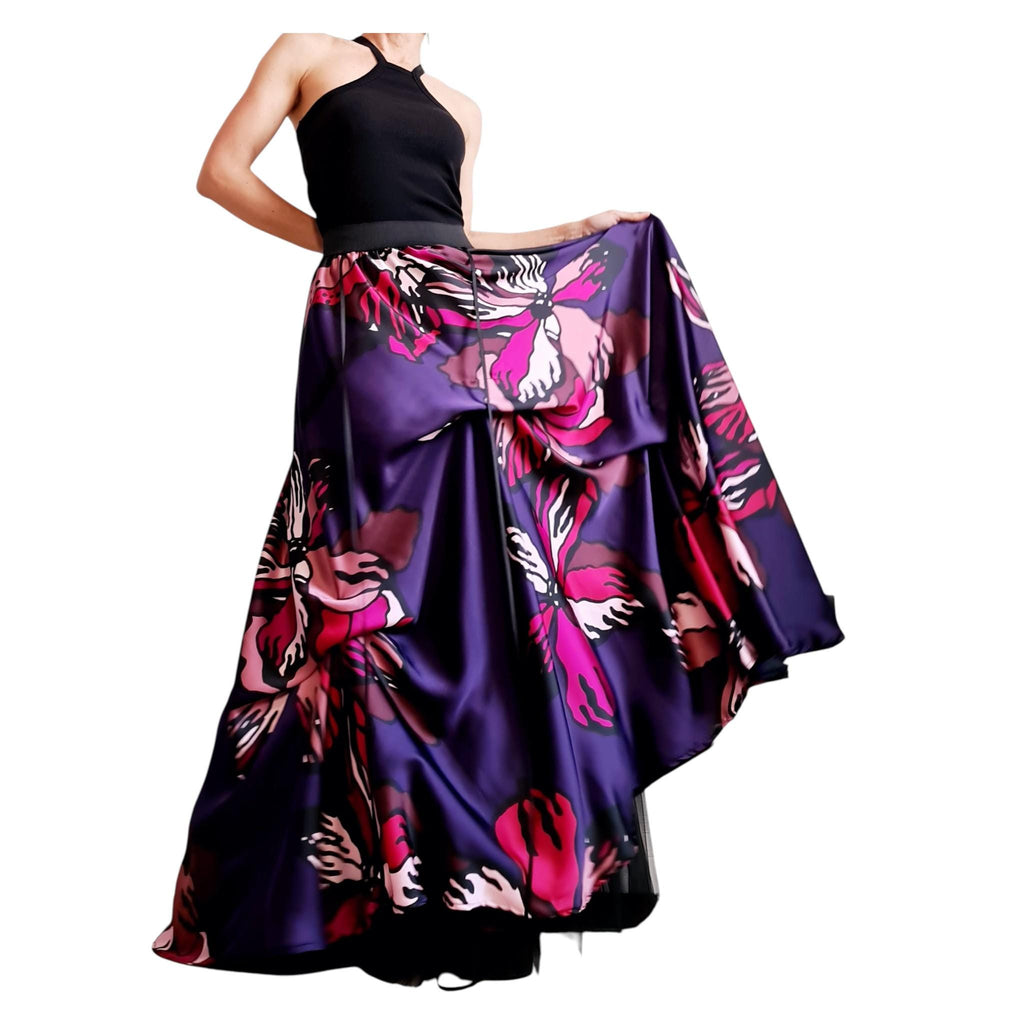 Satin Floral Tulle Bottom, Avant Garde Cocktail Artwear, Statement Party Piece