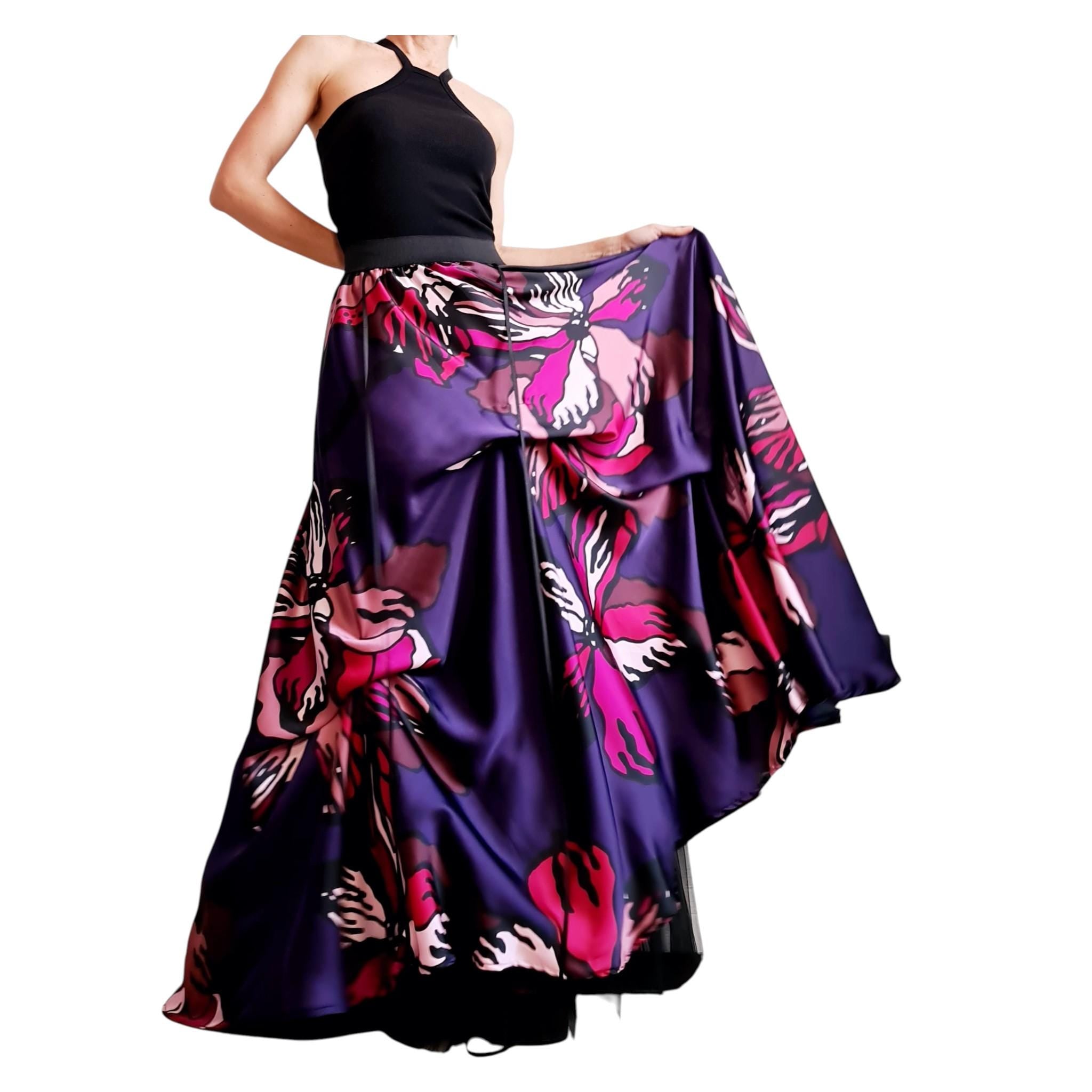 Satin Floral Tulle Bottom, Avant Garde Cocktail Artwear, Statement Party Piece