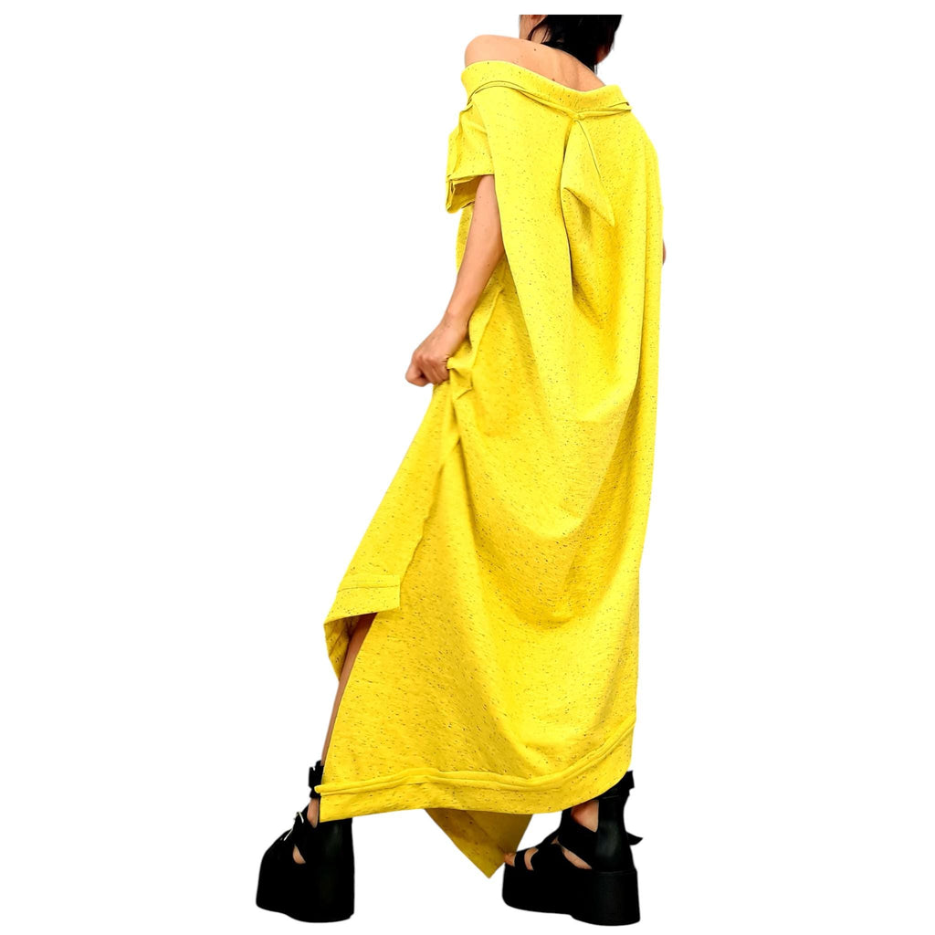 Asymmetric Maxi Dress: Loose Cotton Plus Size (One Shoulder)