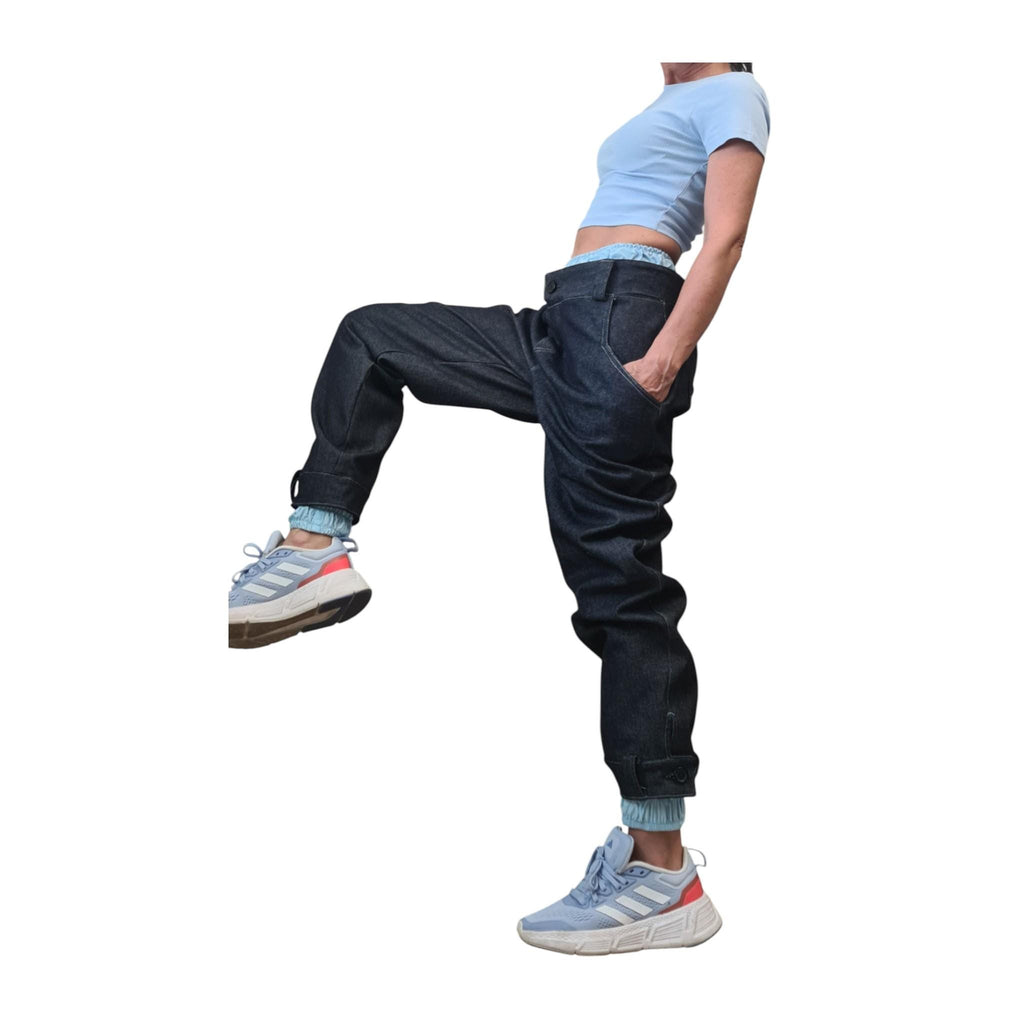Extravagant Denim Harem Pants, Avant Garde Women's Trousers