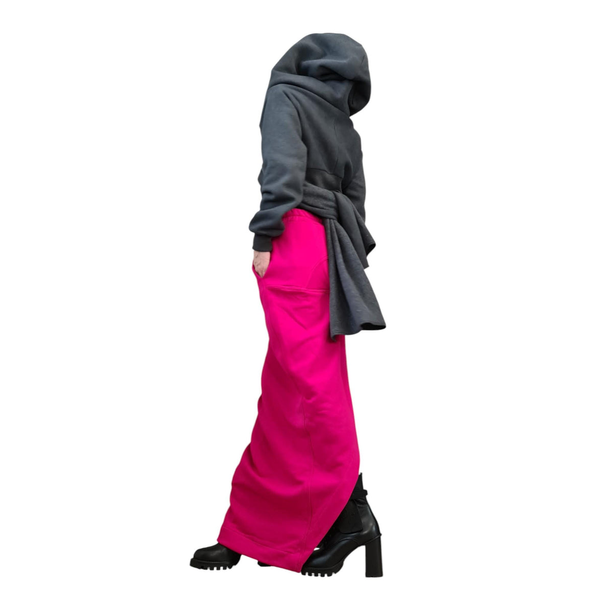 Pink Oversized Hoodie, Asymmetric Longline Sweatshirt, Plus Size Wraparound