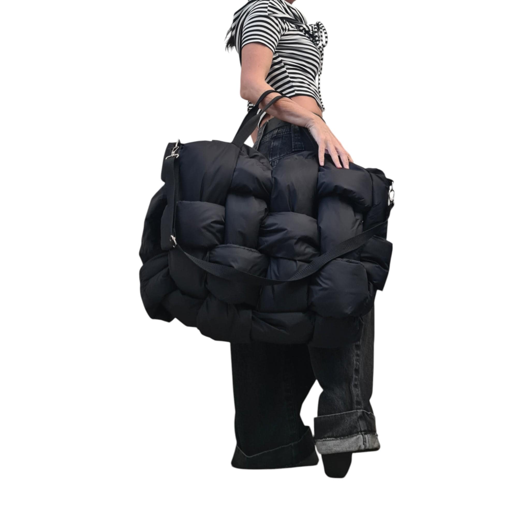 Avant Garde Brown Puffer Bag, Oversized Quilted Tote, Extravagant Bag