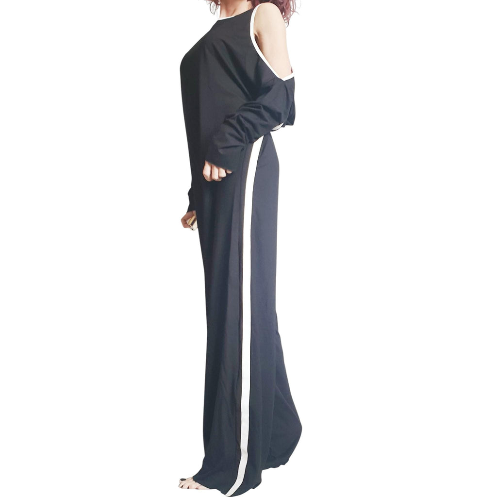 Asymmetric Cotton Jumpsuit: Extravagant Wide Leg Boho Gothic Overall