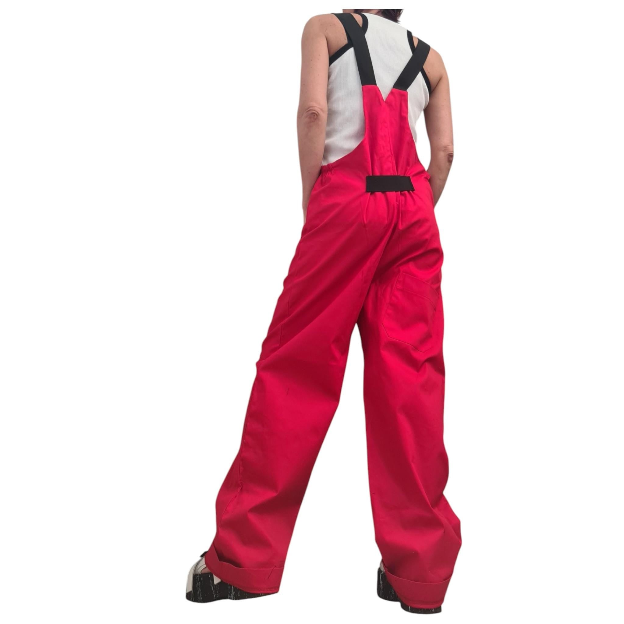 Women long Jumpsuit, Extravagant Red Overall, Loose Women Overall, NEW Collection, Casual Wide Leg Overall, Overalls with Straps