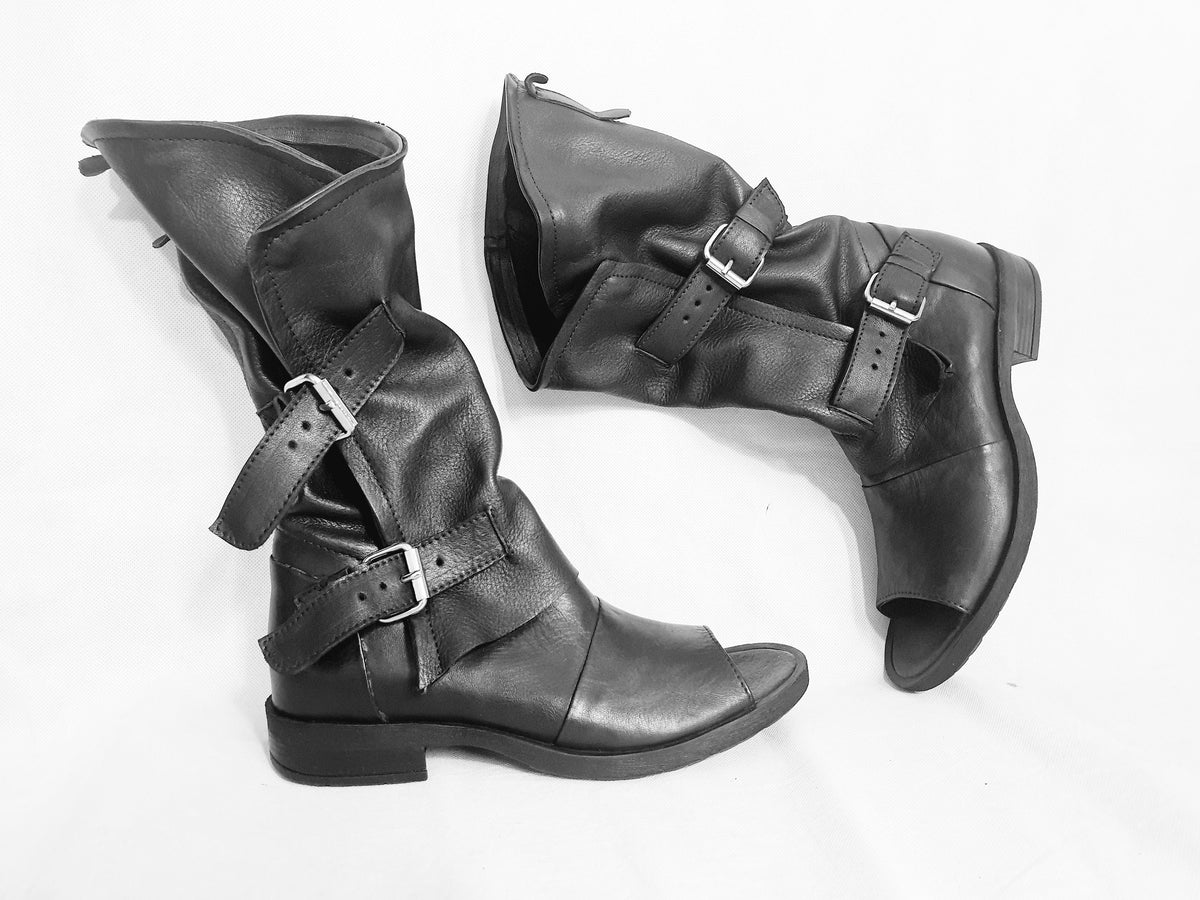 Leather Gladiator Sandals, Steampunk High Shoes, Handmade