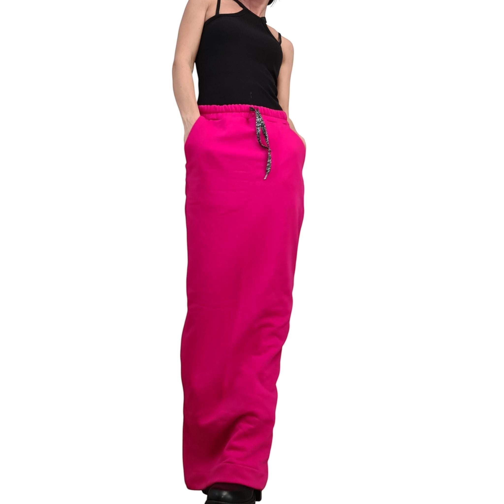 dreSSShoescode hot pink cotton maxi skirt with drawstring waist and pockets