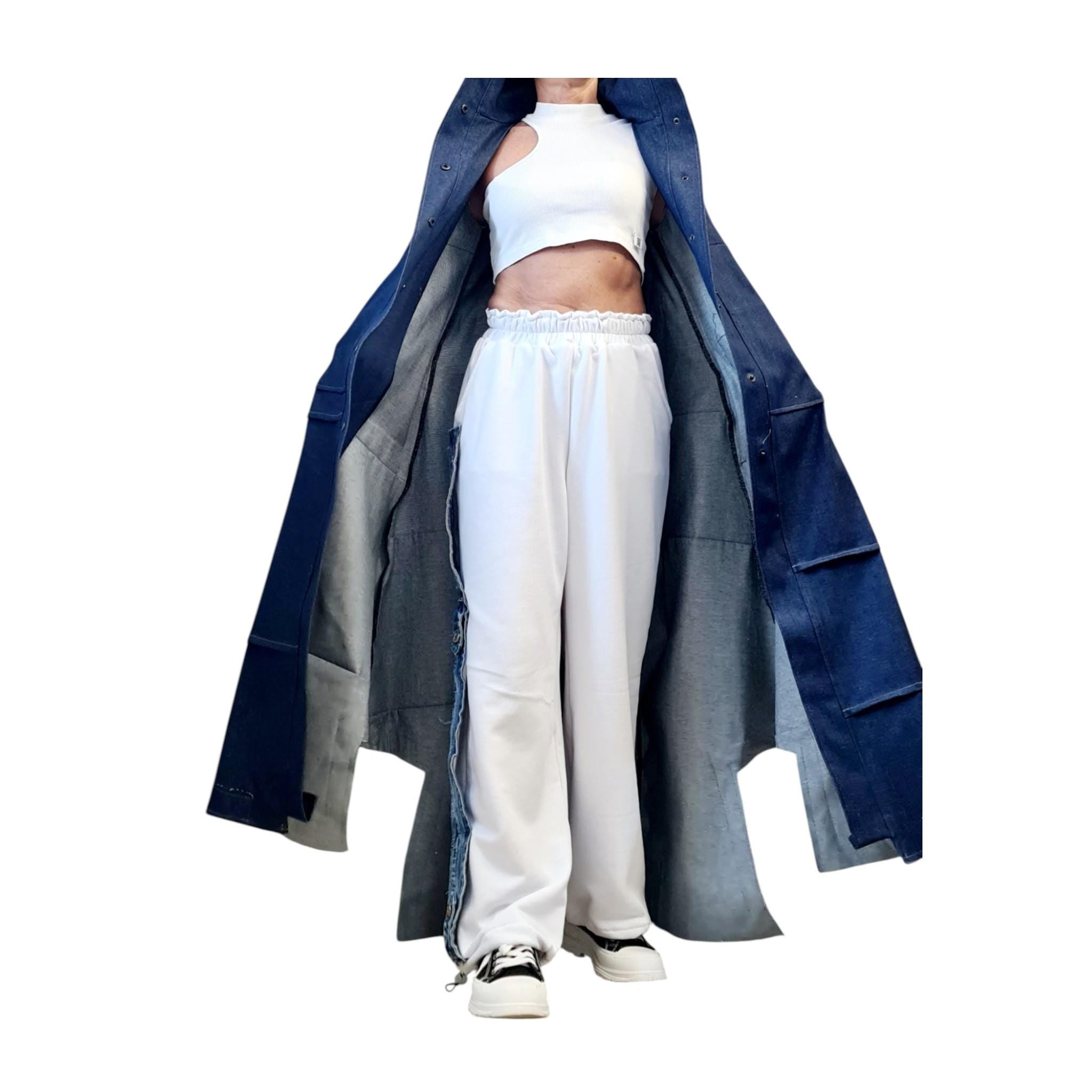 New collection Denim Hooded Vest, Extravagant Long loose Vest, Avant Garde Asymmetric Vest, Sleeveless, DRESSSHOESCODE