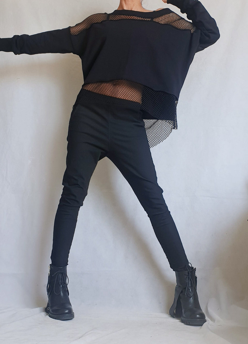 Avant Garde Deconstructed Tulle Top, Asymmetric Oversize Blouse