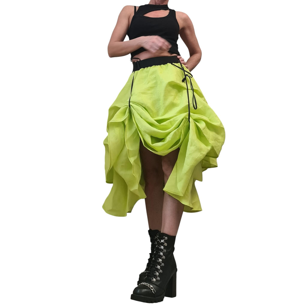 White Linen High Low Skirt, Asymmetric Convertible Dress