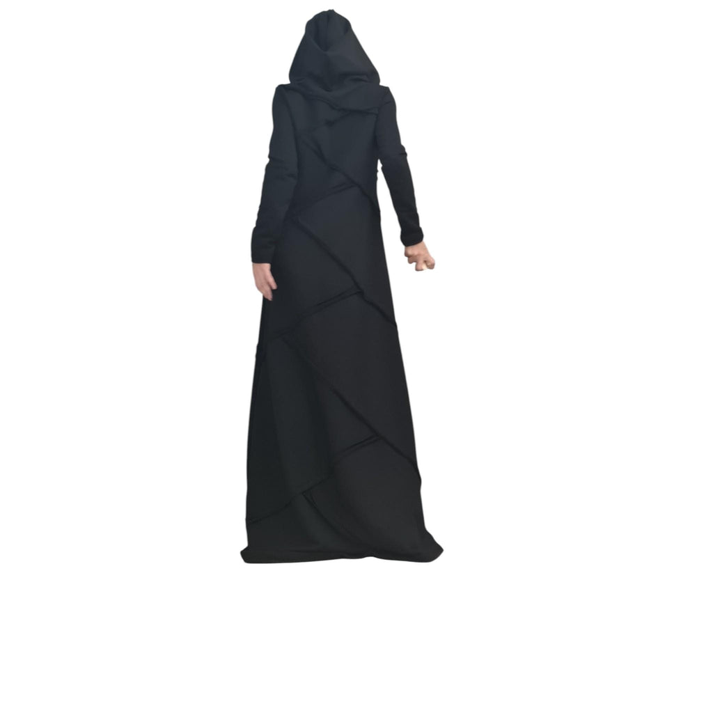 Hooded Black Maxi Dress: Relaxed Cotton Kaftan (XS to 5XL)