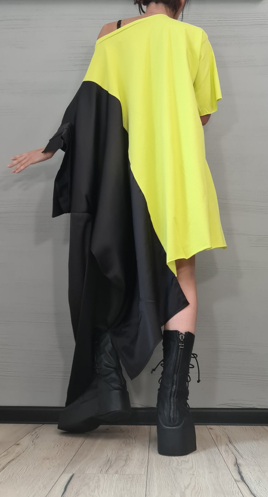 Asymmetrical Gothic Tunic Blouse, Deconstructed Oversize Shirt Dress