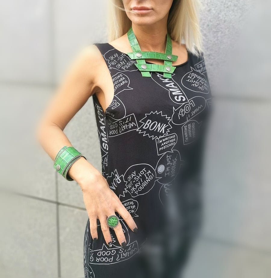 Handmade Leather Jewelry Set, Bracelet, Ring, Necklace