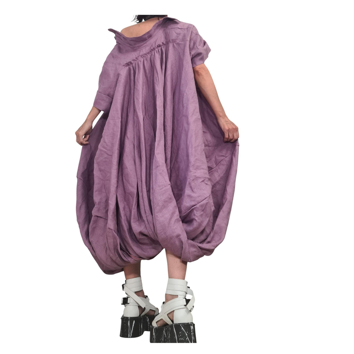 Bubble Linen Midi Tunic, Avant garde Summer Dress, Asymmetric Boho Women Shirt
