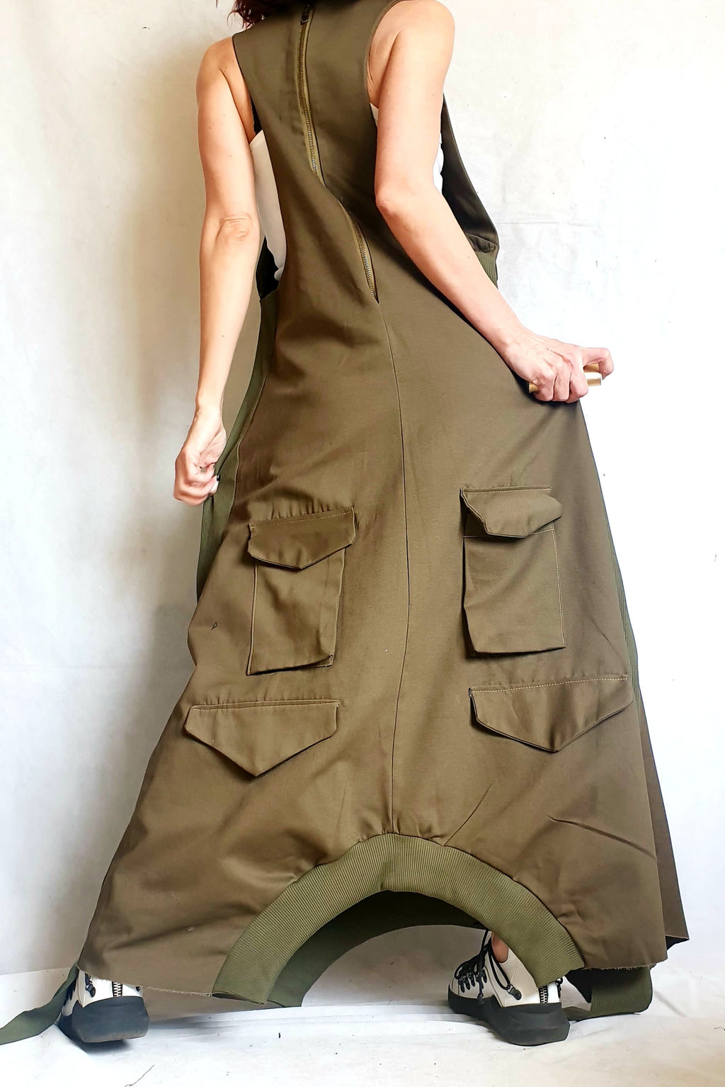 Purple Asymmetric Maxi Dress, Cargo Pocket Kaftan