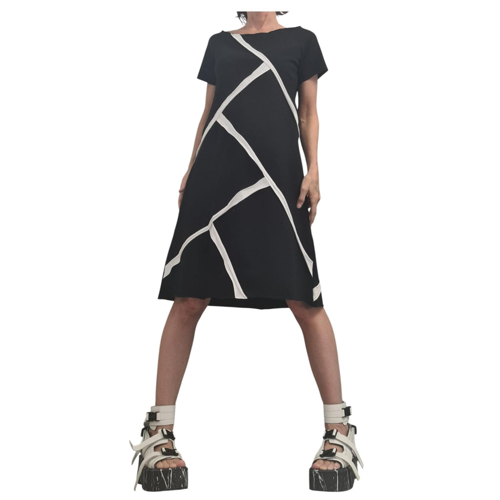 Black Extravagant Dress, One Shoulder Dress, Tunic Dress, Plus Size Clothing, Blouson Dress, Asymmetric Dress, Short sleeve